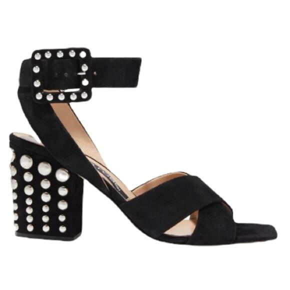 New Sergio Rossi Heels Elettra Studded Block Heel Suede Sandals size 36.5/ US 6 - Picture 16 of 16